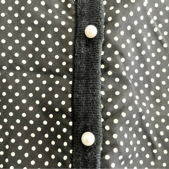 Lauren Ralph Lauren Silk Black & White Polka Dot Cardigan Sweater Petite Small - Picture 5 of 8